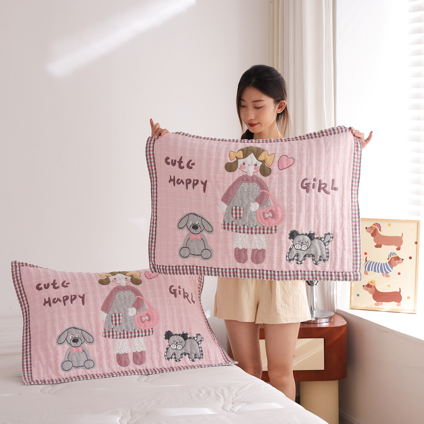 高密细纱纯棉纱布泡芙枕巾一对装全棉柔软卡通枕头巾吸汗枕头盖巾,淘宝优惠券,粉丝福利购,淘宝优惠卷