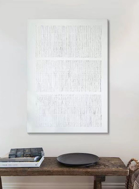 纯手绘油画北欧现代简约玄关肌理挂画竖版白色创意客厅墙面装饰画