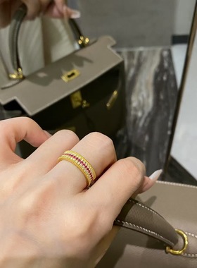 水贝黄金足金999古法点钻红宝石戒指百搭款满天星指环送女友礼物