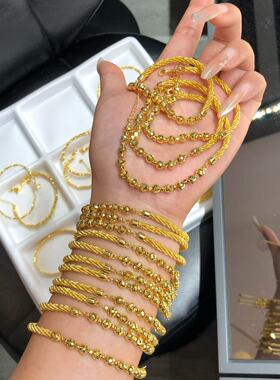 水贝黄金 足金999金灿灿半镯麻花蹦迪链招财又吸晴手镯送女友礼物