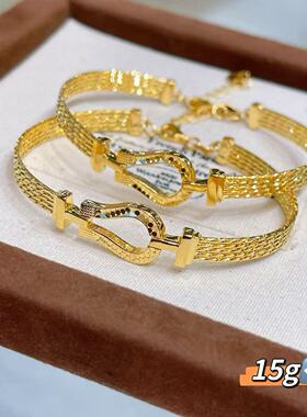 水贝黄金 足金999爆款鱼鳞马蹄手镯足金爆款链镯送女友情人节礼物