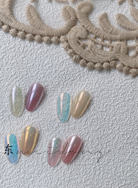 美甲极光月光银仙女粉