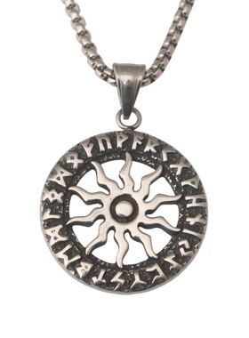 北欧维京符文不锈钢吊坠项链男士