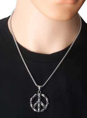 不锈钢钛钢男女反战和平项链