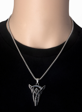 钛钢不锈钢男女死神镰刀项链