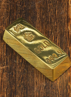 黄铜仿真金条纯铜实心金砖银行样品道具金块纸镇尺家居装饰摆件