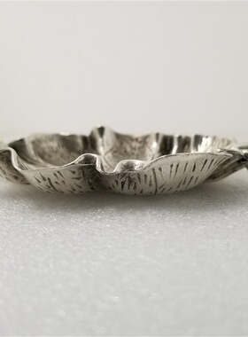 古玩杂项收藏古董仿古工艺品做旧镀银蛙莲碟文房四宝墨碟摆件礼品