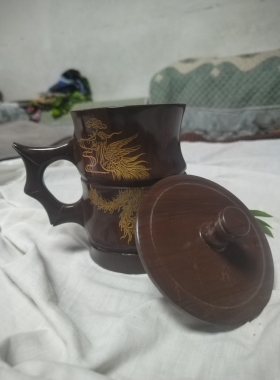 天然木鱼石茶杯茶具茶壶茶杯盖杯老板办公杯文旅纪念杯定制刻字画