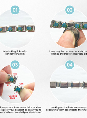 Italian charm bracelet 不锈钢黑色英文首字母DIY意大利模块手链