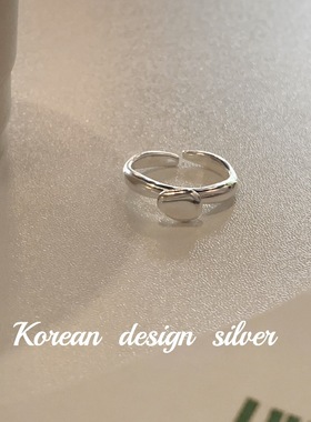 韩国ins风饰品 S925纯银不规则熔岩戒指 开口叠戴食指环女高级感