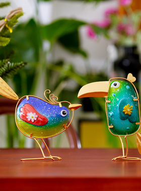 可爱铁艺小鸟桌面小摆件庭院布置