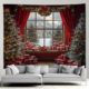 Christmas tree red curtain atmosphere background cloth hanging cloth