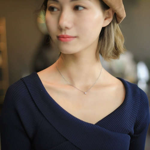 Бриллиантовая платиновая подвеска для принцессы, цепочка до ключиц, с драгоценным камнем, 18 карат