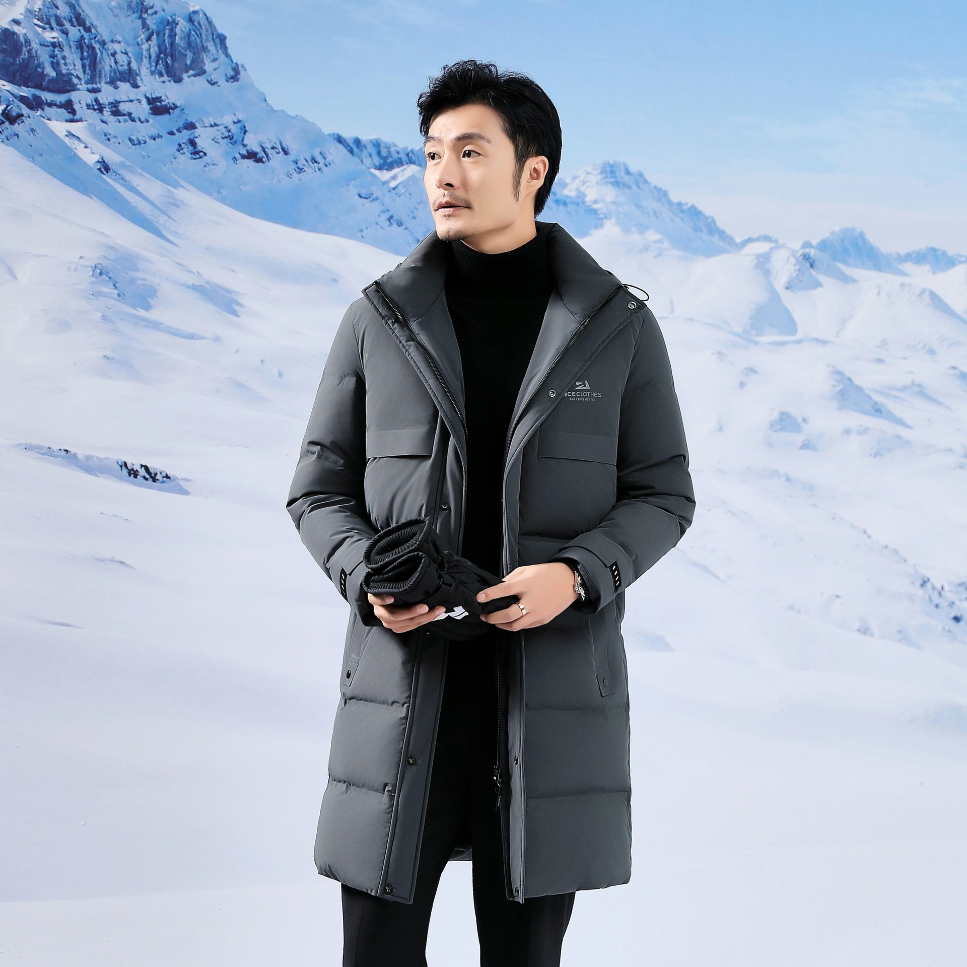 极寒系列男士中长款连帽加厚羽绒服冬季新款时尚商务休闲保暖外套 - 图2