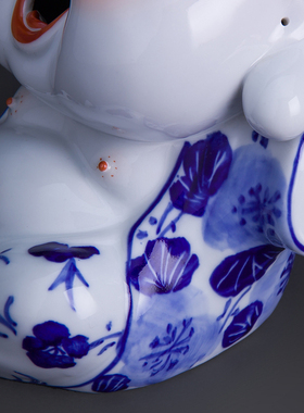 景德镇青花陶瓷娃娃摆件开心罗汉