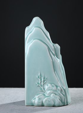 新中式风假山书房原创酒柜装饰品