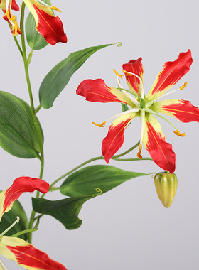仿真花火焰百合花北欧家居工程装饰酒店婚庆摆件布景假花花艺