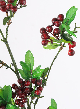 仿真绿植浆果红果子发财果圣诞节冬青果子家居装饰新年摆件假