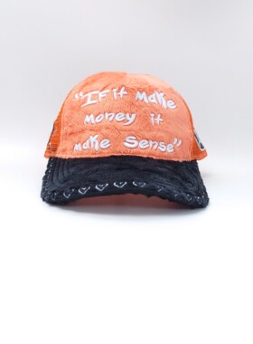 Embroidered Slogan Plush Trucker Hat Green Beige潮毛绒货车帽