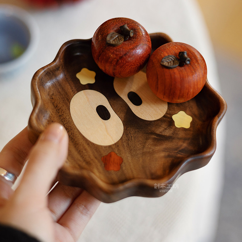 煤球精灵收纳盘/创木工坊玄关钥匙茶几零食收纳盘实木原创意礼物,淘宝优惠券,粉丝福利购,淘宝优惠卷