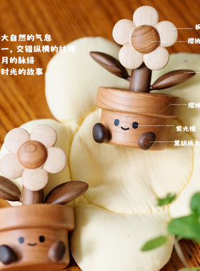 创木工坊实木有钱花车载摆件礼盒