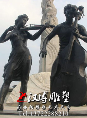 音乐大提琴城市广场景观人物雕塑