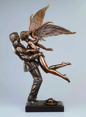 玻璃钢铸铜跳舞人物艺术品铜雕