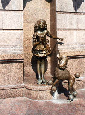 玻璃钢铸铜小女孩艺术品雕塑摆件