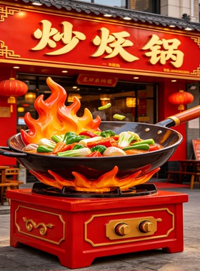 炒菜店门口摆放网红打卡店铺引流神器玻璃钢雕塑店铺店铺门头设计