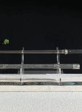 【四君子唐横刀】20寸白铜装鱼皮鞘中款流水纹夹钢唐横刀 未开刃