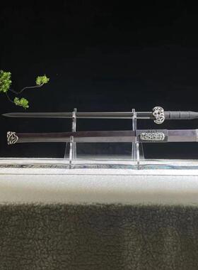 【櫑具剑】白铜装做旧黑檀木鞘镜面研磨羽毛纹八面汉剑 未开刃