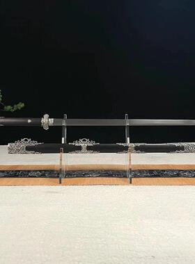 【天镜刀】白铜镂空装具一级黑檀木鞘三枚合流水夹钢唐横刀 未开