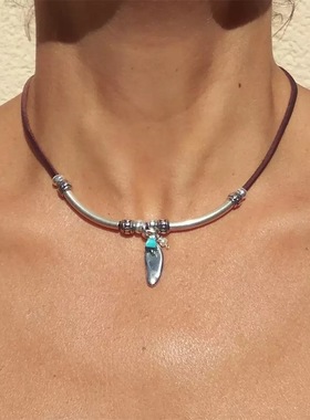 波西米亚复古vintag项链松石小坠