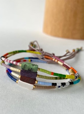 波西米亚尼泊尔复古天然石手链绳