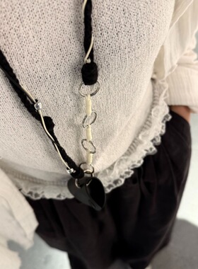 复古ROW风编绳皮革长项链眼镜包