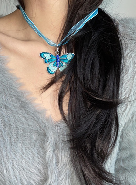 BKP曼谷公园「复古彩色蝴蝶」y2k项链辣妹vintage多层带小众设计