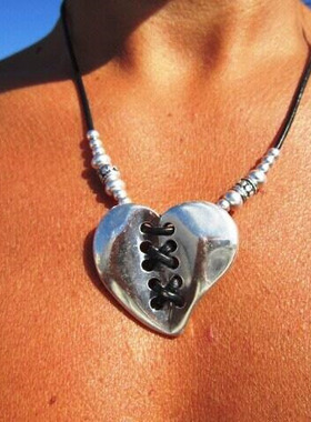 BKP曼谷公园「缝补爱」波西米亚爱心项链复古vintage美拉德ins女