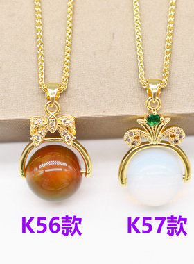 横孔牛鼻扣 左右夹扣 DIY蜜蜡玉石圆珠路路通夹扣 皮绳吊坠扣配件