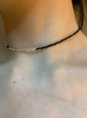 手工极细尖晶石choker颈链女拼接碎银子氛围感锁骨链巨好看毛衣链