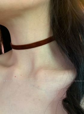 【棠洛】巴塞丝绒~咖色choker颈链女简约基础款颈带复古氛围感潮