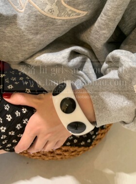黑白波点手镯女小众树脂个性手环欧美辣妹ins风手饰品夸张朋克潮