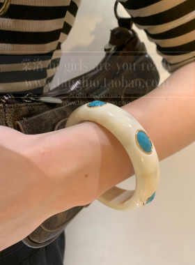 棠洛 原创款晕染奶白树脂手镯女波西米亚风手环高级感手饰品2026