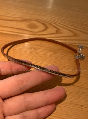 【棠洛】金银拼色极细choker颈链女软皮革百搭锁骨链辣妹项圈2026