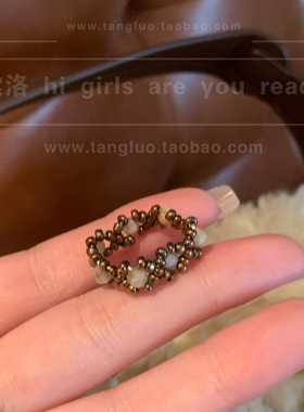 手作款 vintage美拉德咖色指环戒指女叠戴高级感戒圈日常百搭2026