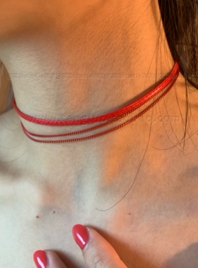 棠洛手作 红丝choker颈链女一条三层锁骨链辣妹显白项圈日常高级