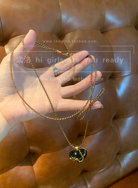 vintage 小众复古双层爱心锁骨链女波西米亚风金色毛衣链2026新潮