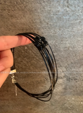 【棠洛】甜酷小黑花~多层皮绳choker颈带女软皮革项圈辣妹锁骨链
