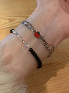 万能叠戴碎银子手链女小众冷淡风