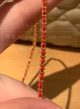 高级感极细款红色编绳叠戴碎银子锁骨链女小众个性显脖子细项链潮
