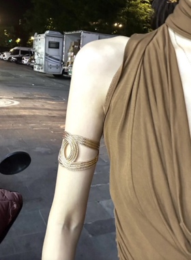 中古vintage双C麻花手镯女夸张高级感欧美辣妹手臂环开口可调节潮